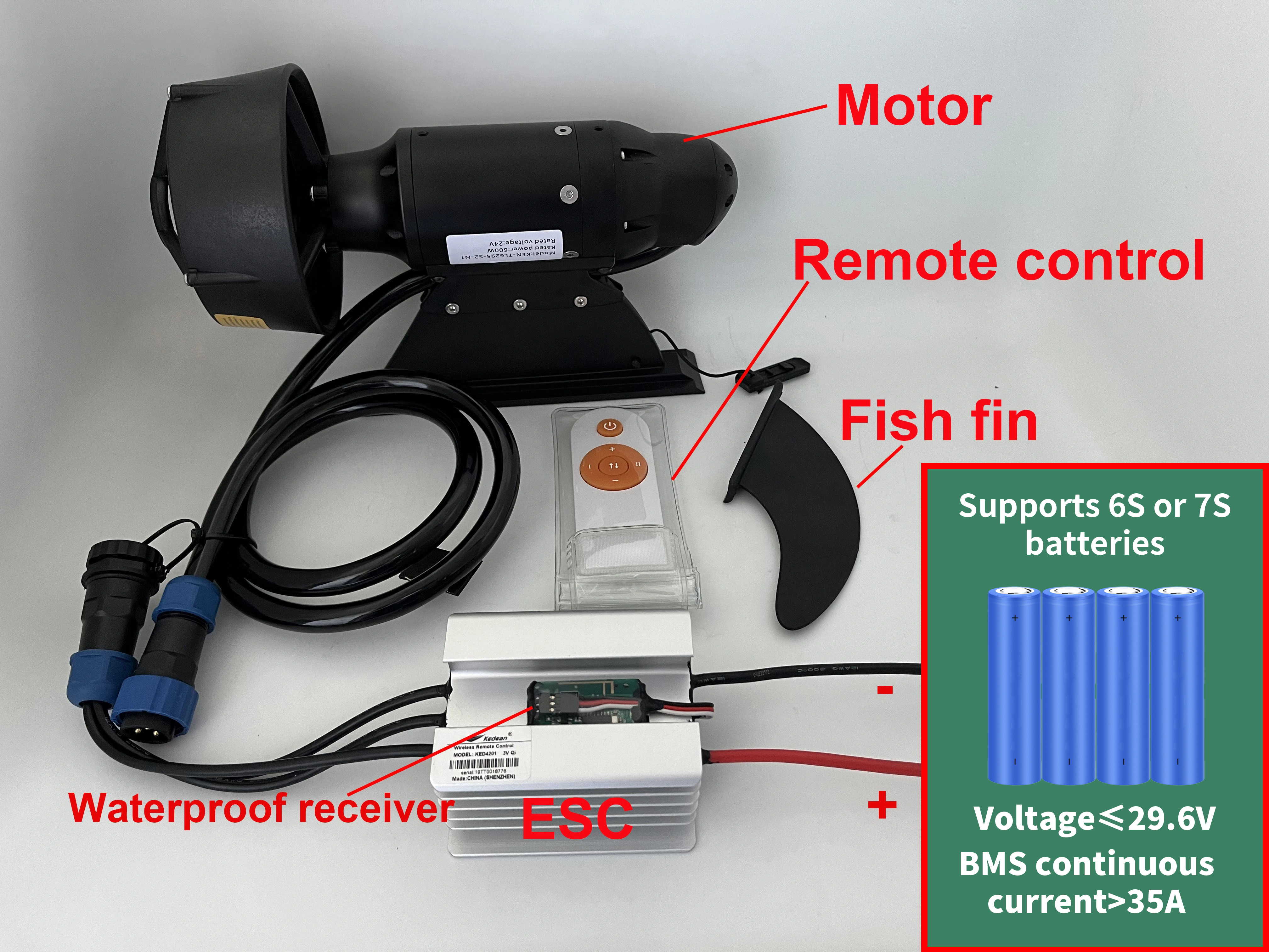 Fishing Kayak Trolling Motor - 380W 600W Electric Fins Stand Up