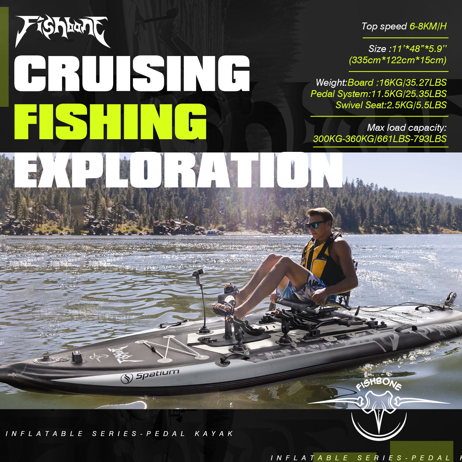 Spatium Pedal Kayak Inflatable - Fishing Kayak Pedal Drive recensione e prezzo
